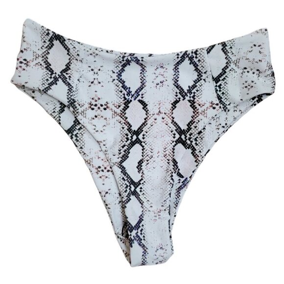 🚨SHEIN New White and Black Snakeskin Pattern High Waist Bikini Bottom - Picture 2 of 5